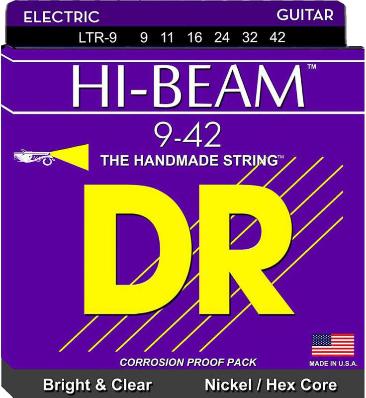 Струни для електрогітари DR LTR-9 Hi-Beam Nickel Plated Hex Core Light Electric Strings 9/42