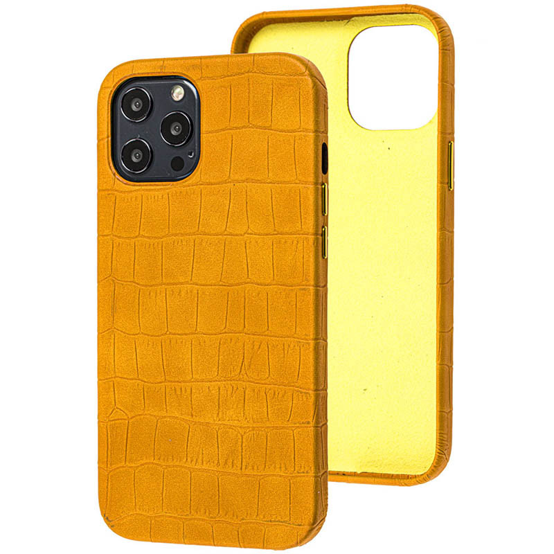 Кожаный Чехол Croco Leather для Apple iPhone 12 Pro Max (6.7) (Yellow) 1132490