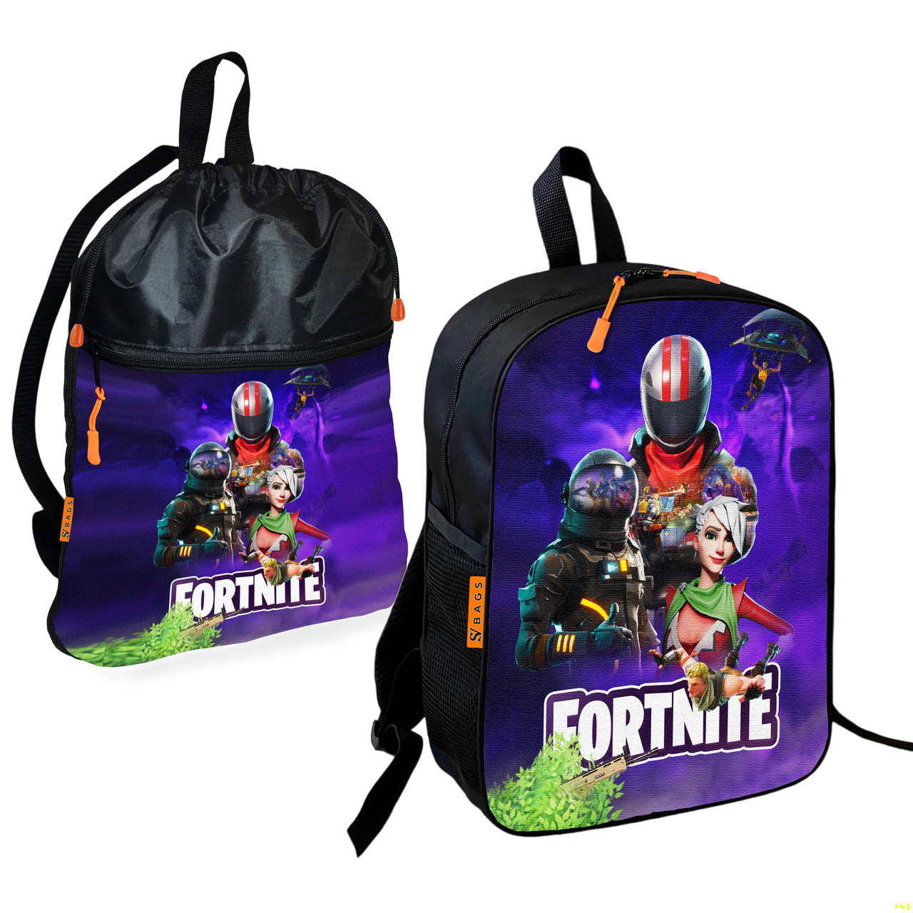 Дитячий шкільний рюкзак з сумкою для взуття Fortnite, 36×27 см, 2 шт — арт. 2619321338
